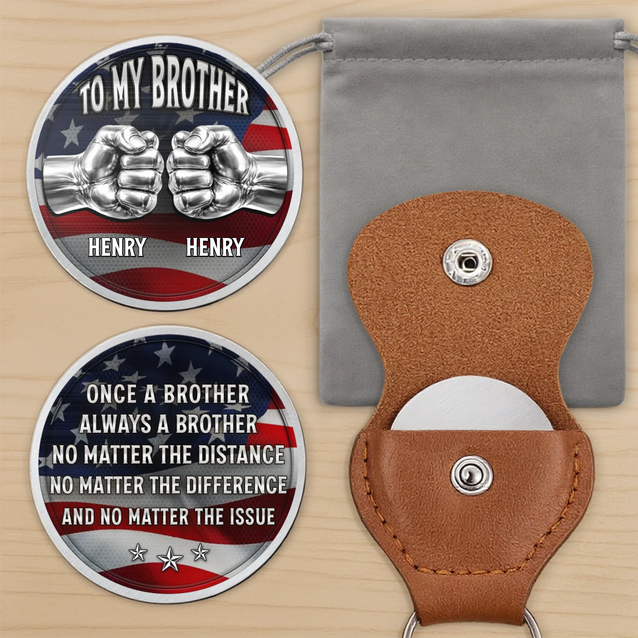 Custom Pocket Hug - Personalized America 250th Anniversary Gifts For Brother - Brotherhood That Never Breaks