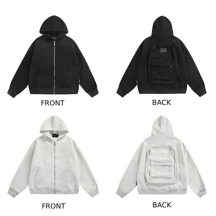 Backpack Hoodie for Men Women Zipper Cardigan Creative Hoodies Lightweight Travel Hooded Sweatshirts with Backpack