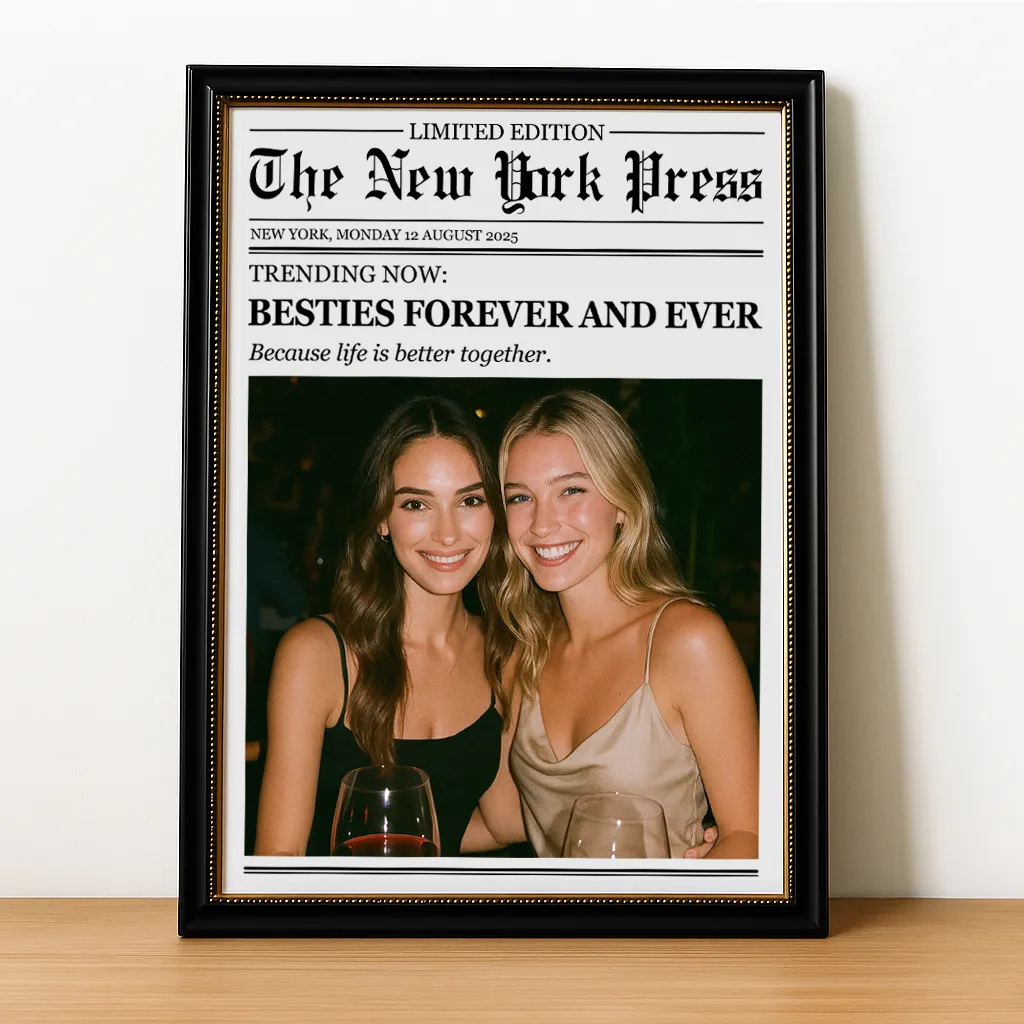 Custom Newspaper Print Frame Decor Personlaized Friendship Wall Art Decor Gift for Friends for Couple