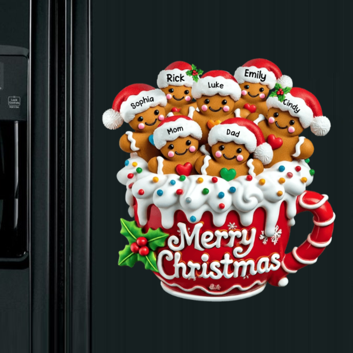 Merry Christmas - Personalized Gingerbread Acrylic Fridge Magnet