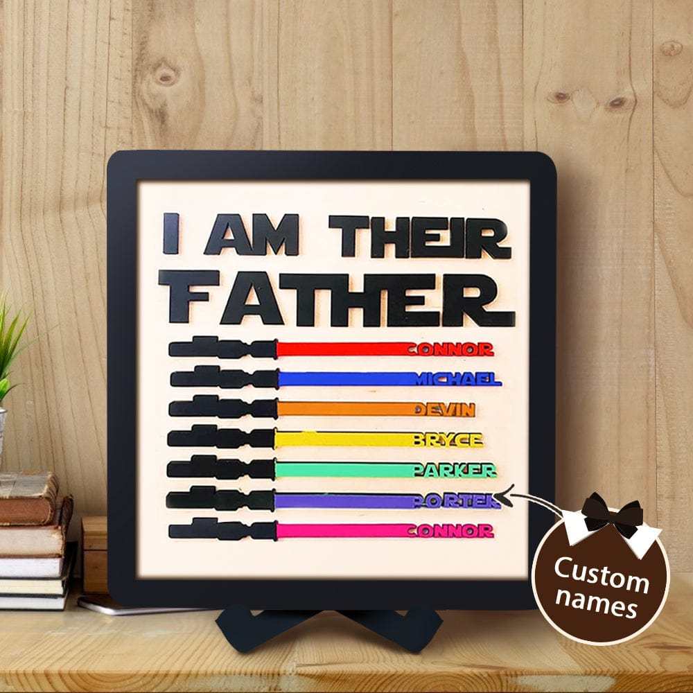 Personalized Light Saber I Am Their Father Wooden Sign Father's Day Gifts - GiftLab