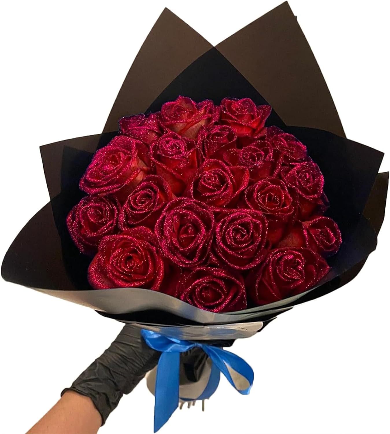 Glitter Rose Bouquet Personalized Glittery initial Eternal Rose Bouquet Anniversary Gifts for Her