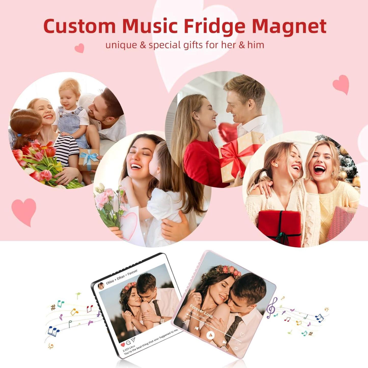 Custom Music Fridge Magnet Gifts for Her Him, Personalized Photo Gifts for Boyfriend Girlfriend Husband Wife, Unique Gift for Anniversary