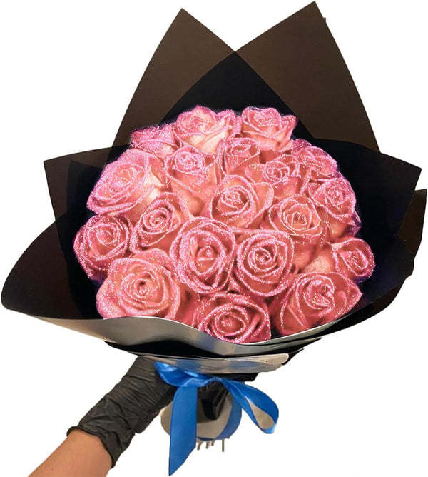 Glitter Rose Bouquet Best Valentine's Day Anniversary Gift for Her - Bestchristmasgifts