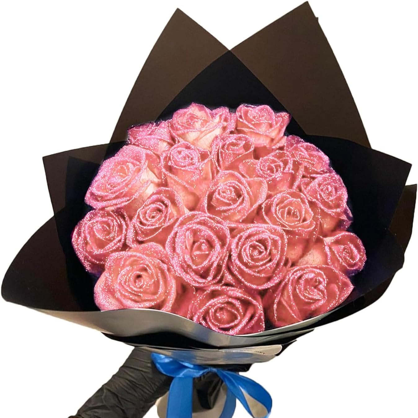 Glitter Rose Bouquet Personalized Glittery initial Eternal Rose Bouquet Anniversary Gifts for Her