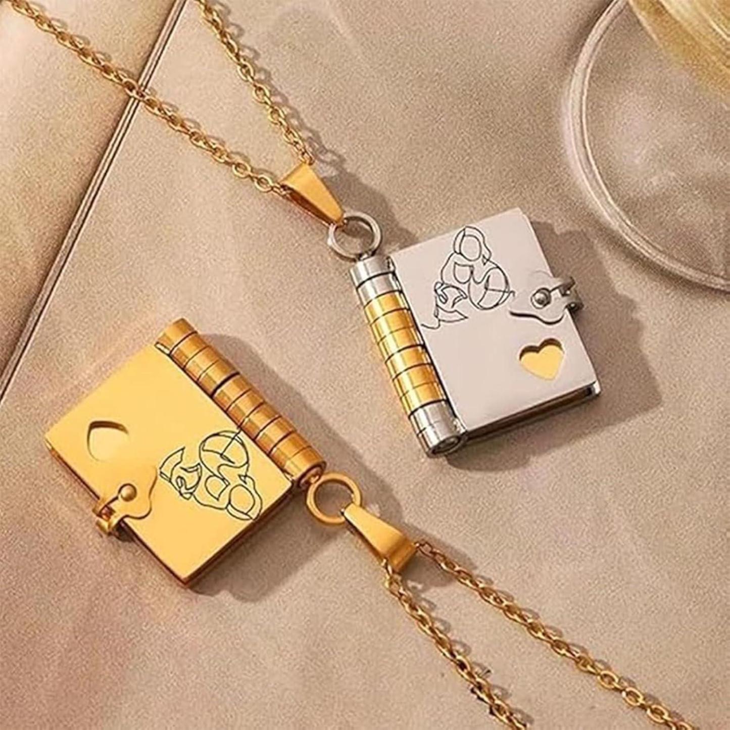 Personalized For Granddaughter Chapter Book Necklace, to My Granddaughter Book Necklace with 6 Engraved Pages, Custom Name Stainless Steel Gift from Granddaughter