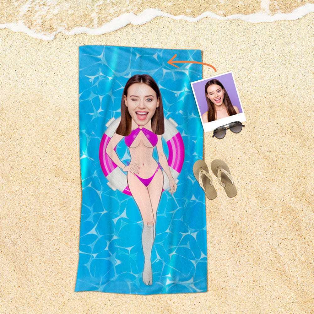 Custom Face Beach Towel Personalized Beach Towel Funny Gift for Kids - Giftlab