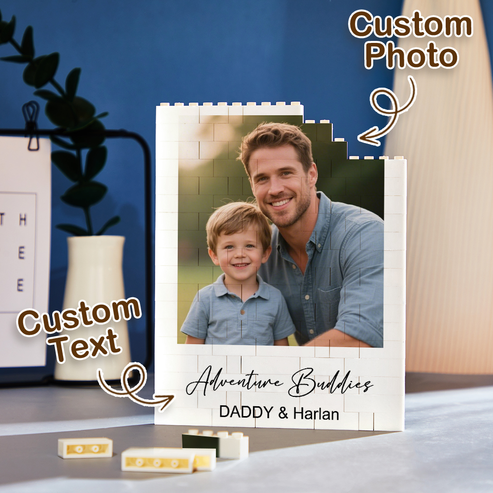 Personalized Photo and Text Building Block Puzzle Daddy & Me Building Brick for Dad Happy Father's Day Gift - MyCustomBrickFigures