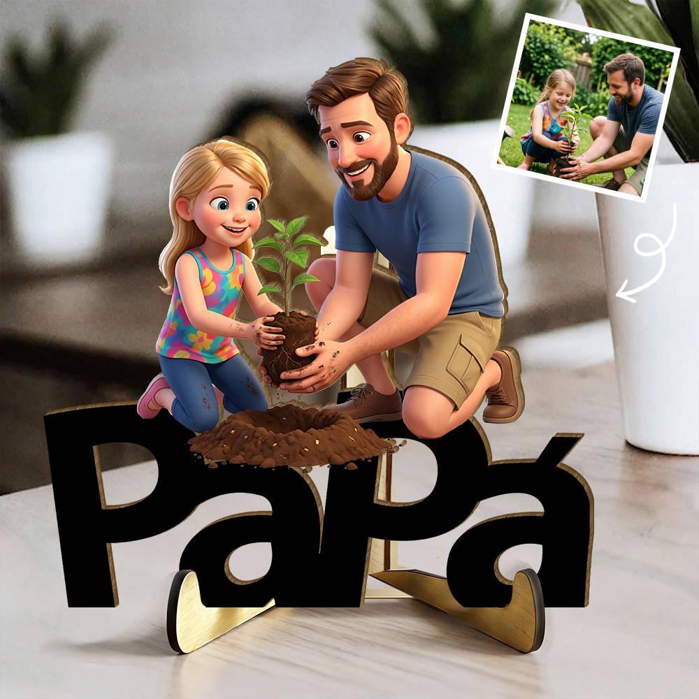 Custom Wood Frame Standee Large Family Military Pride Frame with your face -The 4th Of July Gift For Him