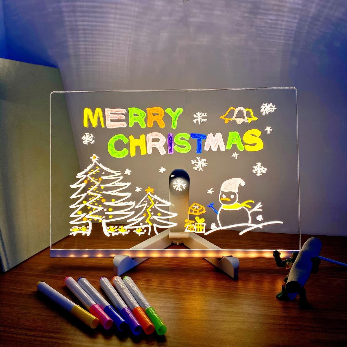 Illuminated Acrylic Dry Erase Board with Stand and 7 Pens