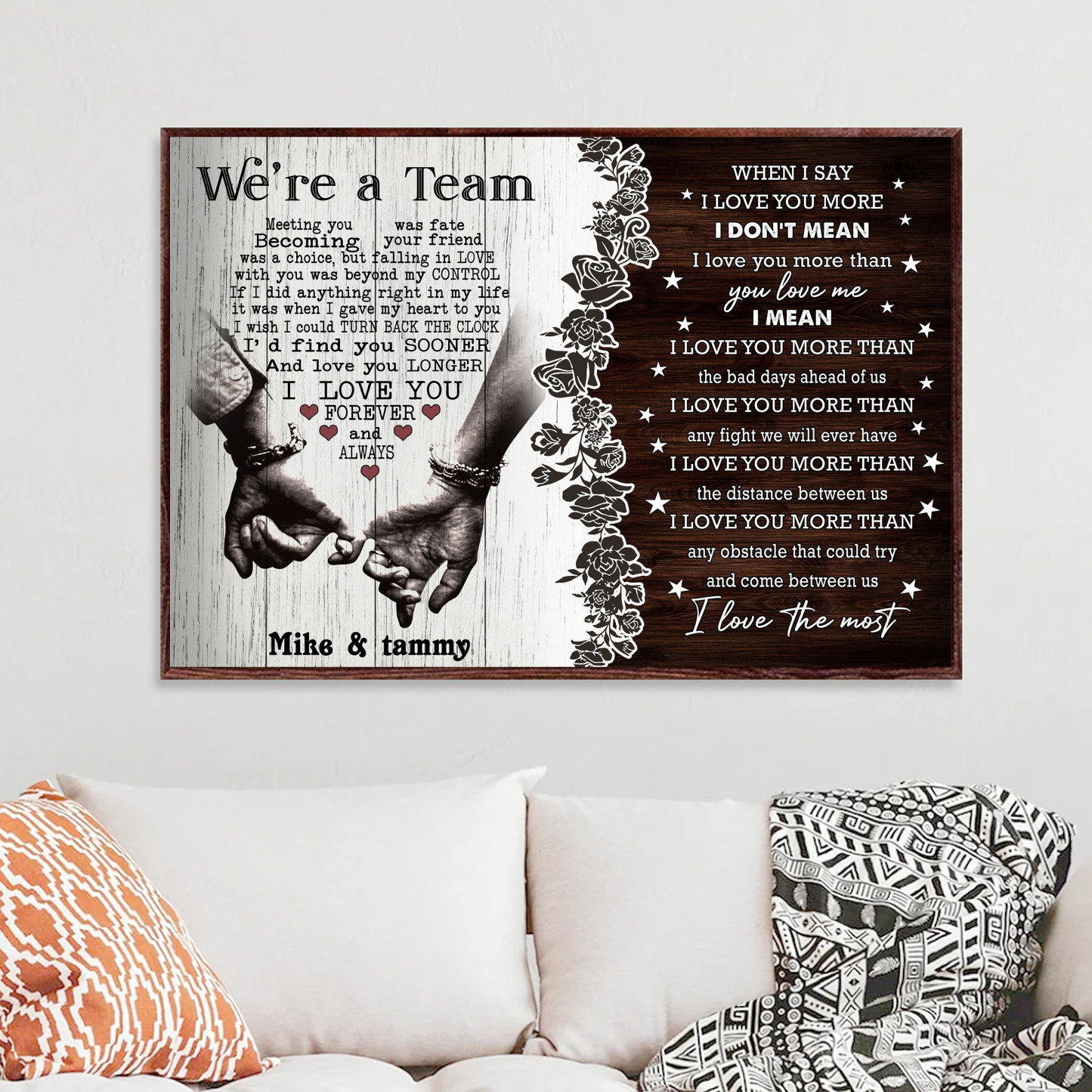 Personalized Couple Poster – We're A Team, When I Say I Love You | Funny Couple Gift, Gift for Him, Gift for Her, Husband Wife Wall Art