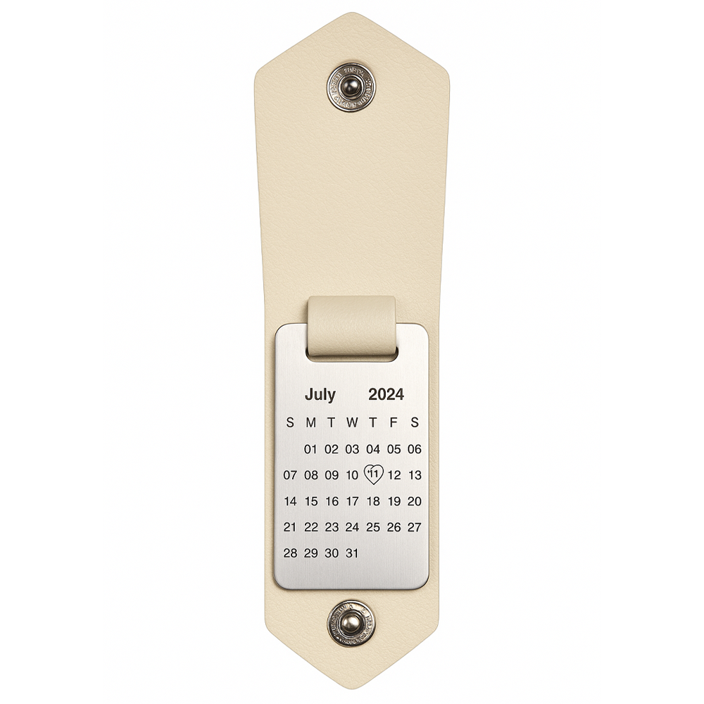 Personalized Photo and Calendar Leather Keychain with Custom Text Christmas Gifts for Him