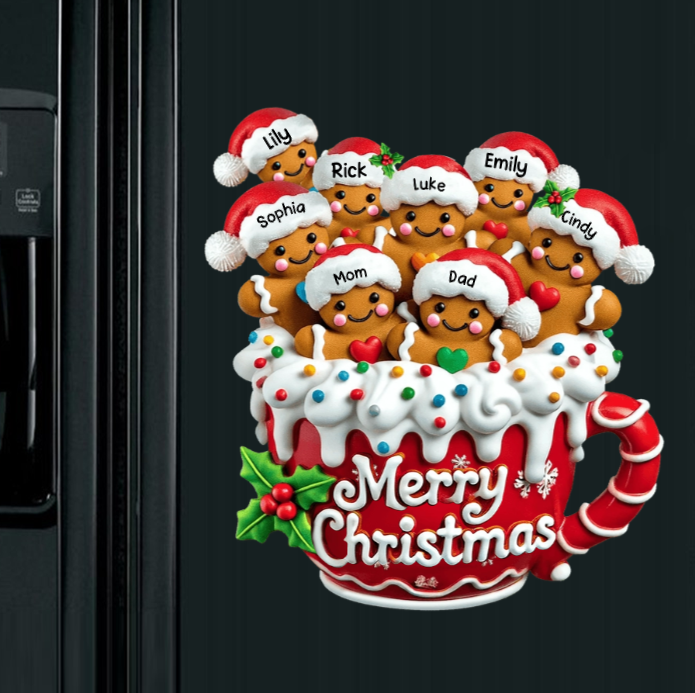 Merry Christmas - Personalized Gingerbread Acrylic Fridge Magnet