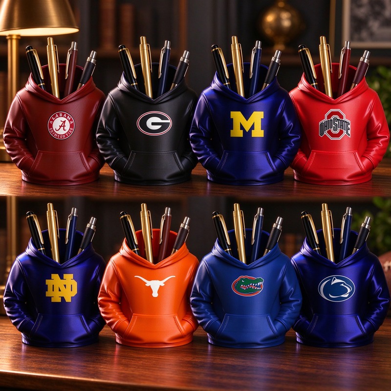 College Hoodie Desk Organizer, Pen Pencil and Utensil Holder, 3D Printed College Football Office and Kitchen Decor, Fan Gift