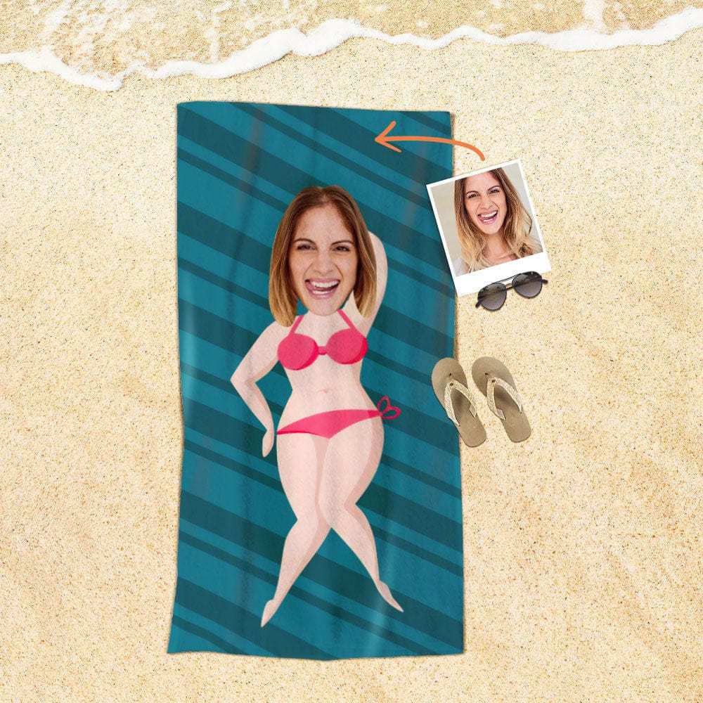 Custom Face Beach Towel Personalized Beach Towel Gift for Mother - Giftlab