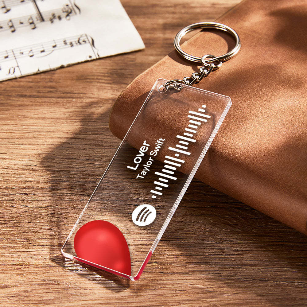 Scannable Custom Spotify Code Keychain Acrylic Music Plaque Heart Keychain Romantic Couple Gifts - Bestchristmasgifts