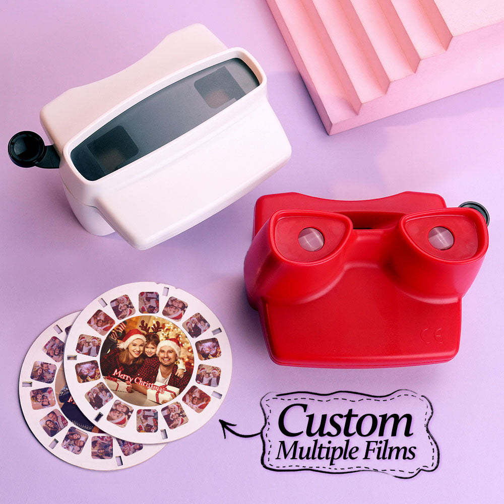 Custom 3D Viewfinder and Reel Personalized Christmas Gift with your own photos Text and Photo Viewer Multiple Films Available Red Viewfinder - Bestchristmasgifts