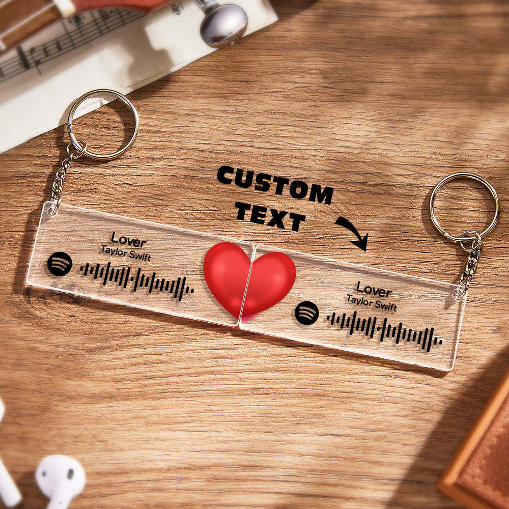Scannable Custom Spotify Code Keychain Acrylic Music Plaque Heart Keychain Romantic Couple Gifts - Bestchristmasgifts