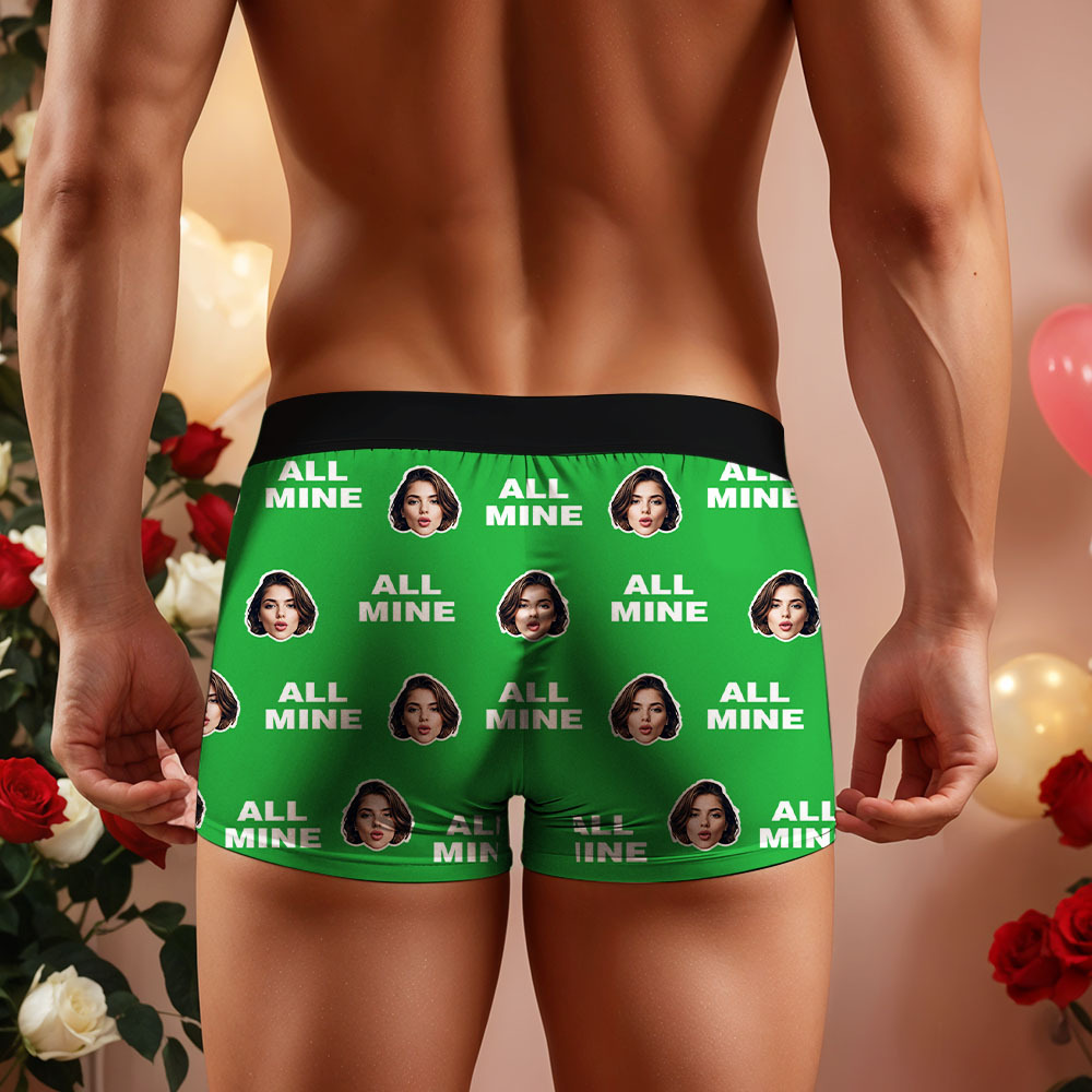 Custom Men's Face Boxer All Mine Face Boxer Briefs Personalized Red Face Boxer Briefs Valentine's Day Underwear Gift - Bestchristmasgifts
