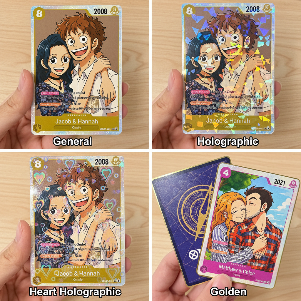 Personalized Photo Anime Card Couples OP Style TCG Card Valentine's Day Gift for Couple
