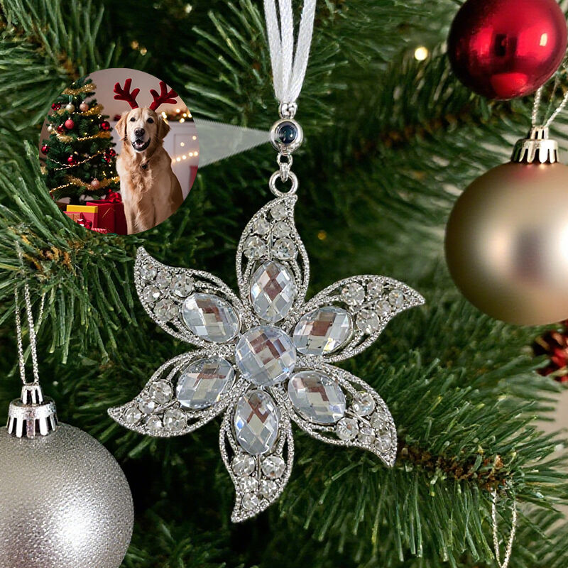 Personalized Photo Projection Ornament Projection Picture Pendant with Diamond Christmas Gift for Friends