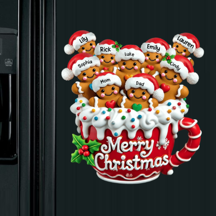 Merry Christmas - Personalized Gingerbread Acrylic Fridge Magnet