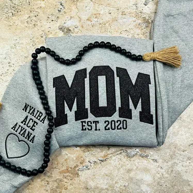 Custom Embroidered Glitter Vinyl MAMA Sweatshirt-Gift For Mom & Grandma - Bestchristmasgifts