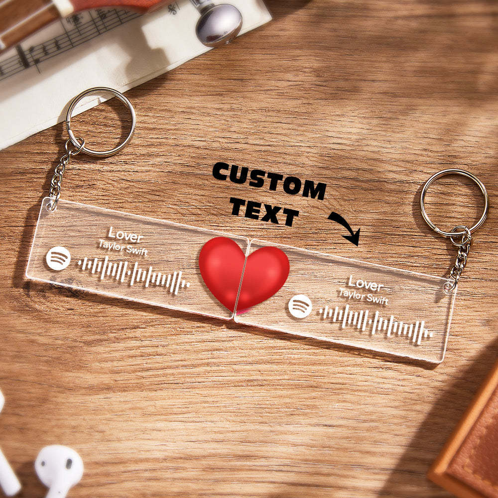 Scannable Custom Spotify Code Keychain Acrylic Music Plaque Heart Keychain Romantic Couple Gifts - Bestchristmasgifts
