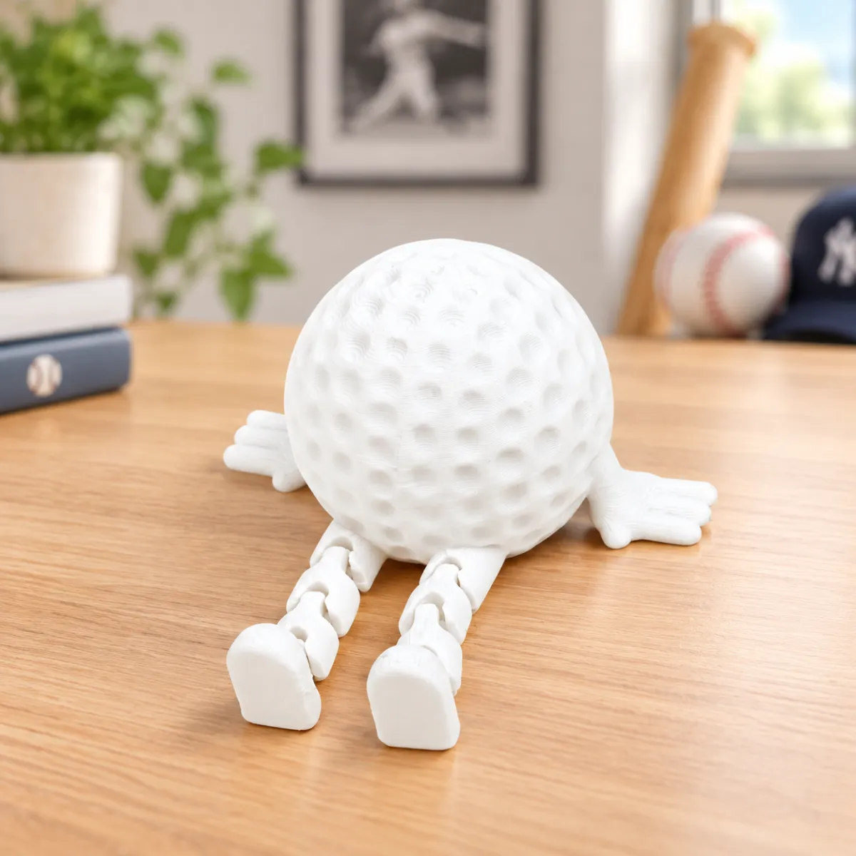 Articulated Sports Ball Desk Buddies – 3D Printed Sitting Fidget Figurines