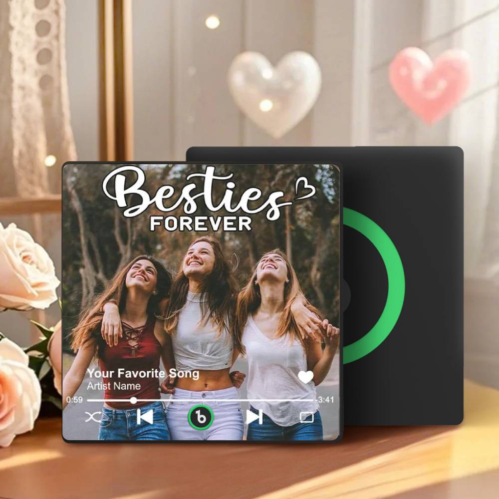 Personalized Music Fridge Magnet Custom Besties Forever Song Magnet Heartfelt Gift For Best Friends - Bestchristmasgifts