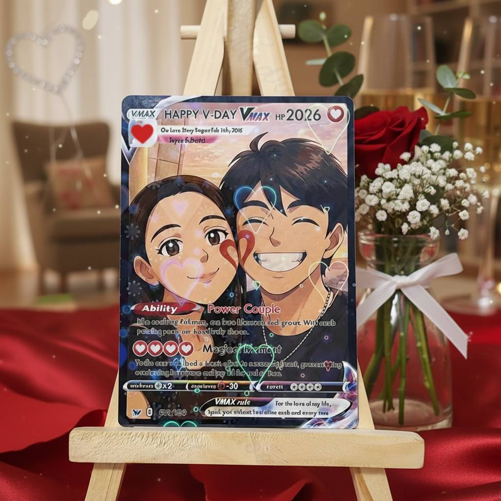 Personalized Photo Anime VMAX Card Fantasy Game Anime Card Valentine's Day Gift for Couple