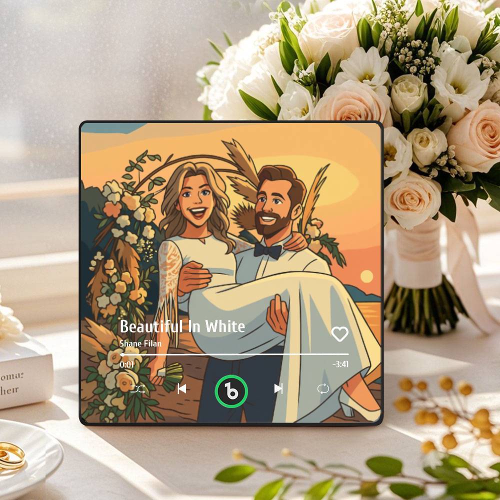 Custom Music Fridge Magnet Personalized Photo Various Cartoon Style Song Fridge Magnet That Can Play Songs Wedding Gifts Anniversary Gifts for Couple - Bestchristmasgifts