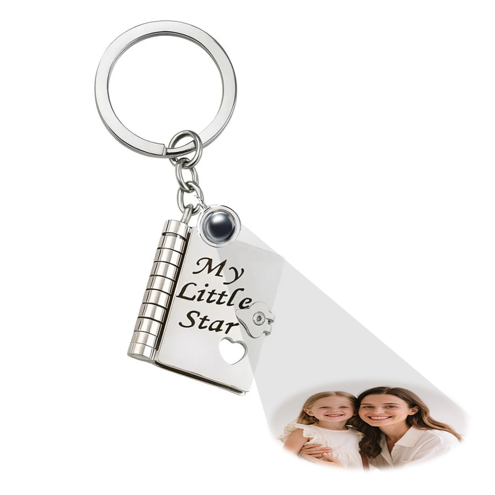 Personalized My Little Star Projection Book Necklace Keychain A Letter to My Daughter in a Locket Adjustable Pendant with Message Inside Meaningful Projection Jewelry Gift for Her