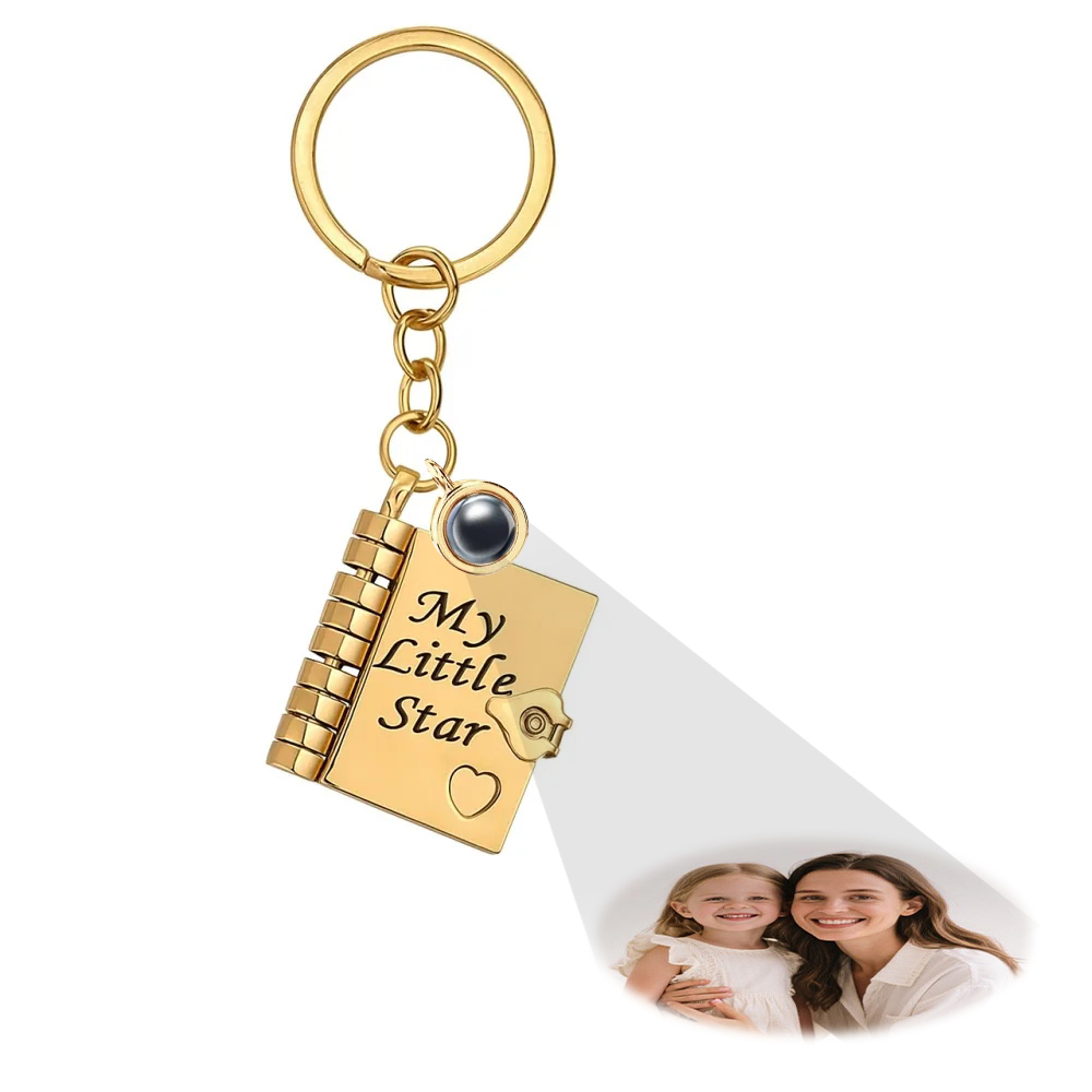 Personalized My Little Star Projection Book Necklace Keychain A Letter to My Daughter in a Locket Adjustable Pendant with Message Inside Meaningful Projection Jewelry Gift for Her