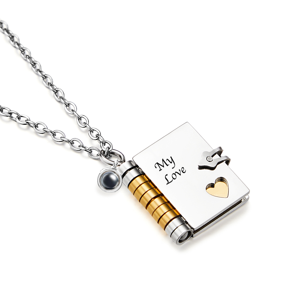 Personalized My Little Star Projection Book Necklace Keychain A Letter to My Daughter in a Locket Adjustable Pendant with Message Inside Meaningful Projection Jewelry Gift for Her