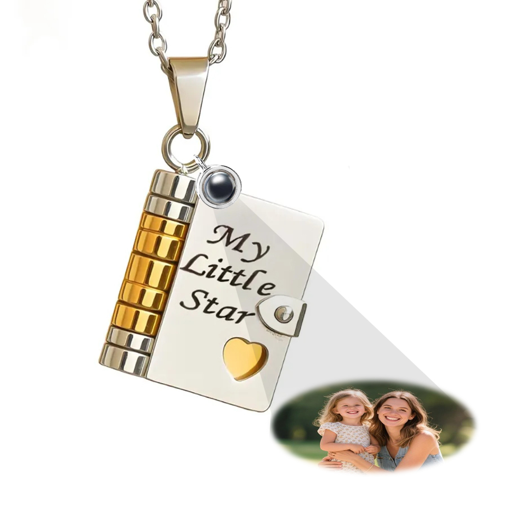 Personalized My Little Star Projection Book Necklace Keychain A Letter to My Daughter in a Locket Adjustable Pendant with Message Inside Meaningful Projection Jewelry Gift for Her