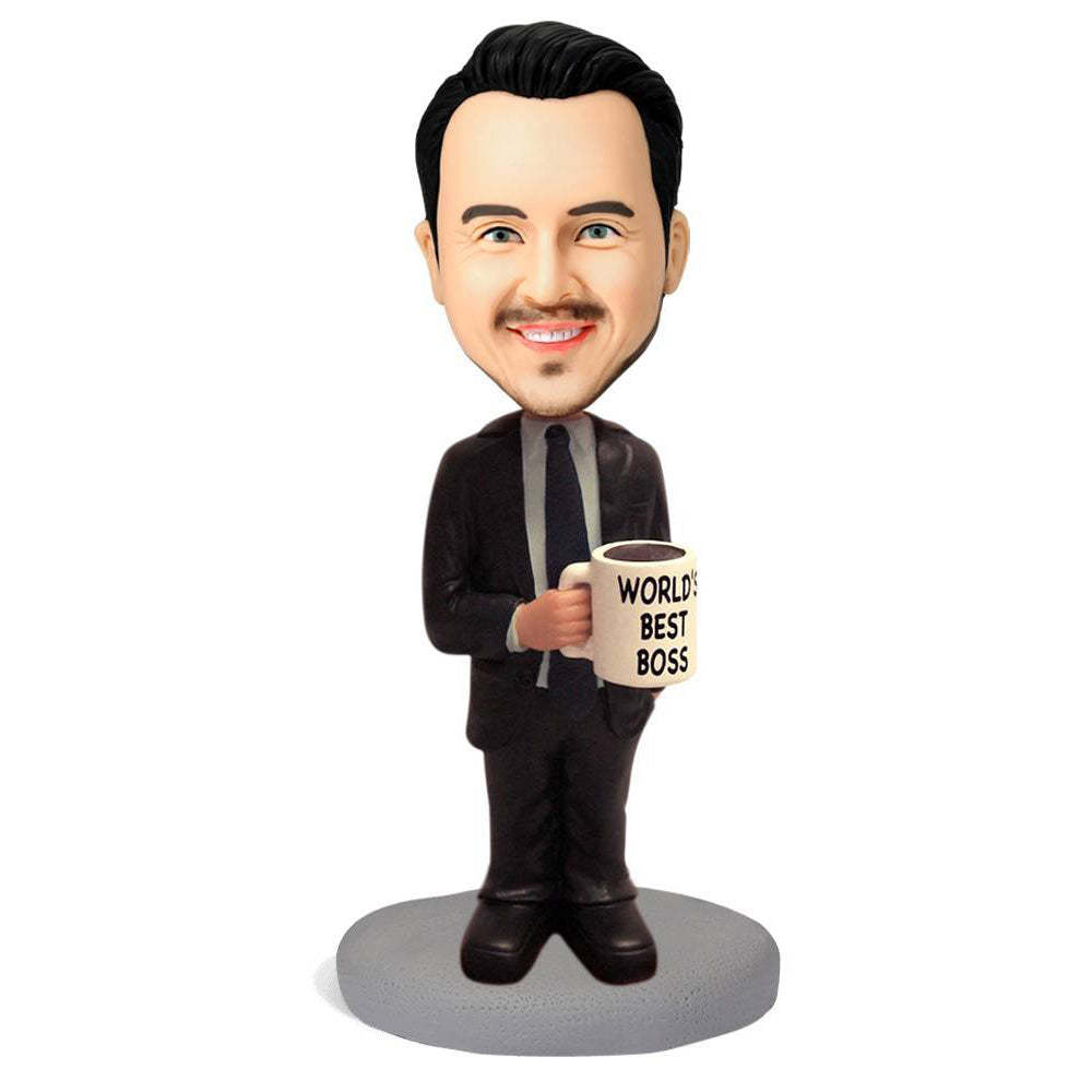 Business Gift WORLD'S BEST BOSS Custom Bobblehead With Engraved Text - Bestchristmasgifts