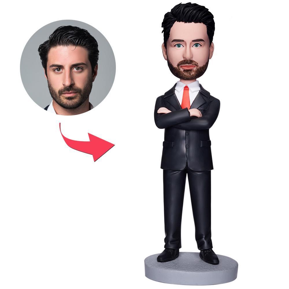 Business Man Arms Folded Custom Bobblehead With Engraved Text - Bestchristmasgifts