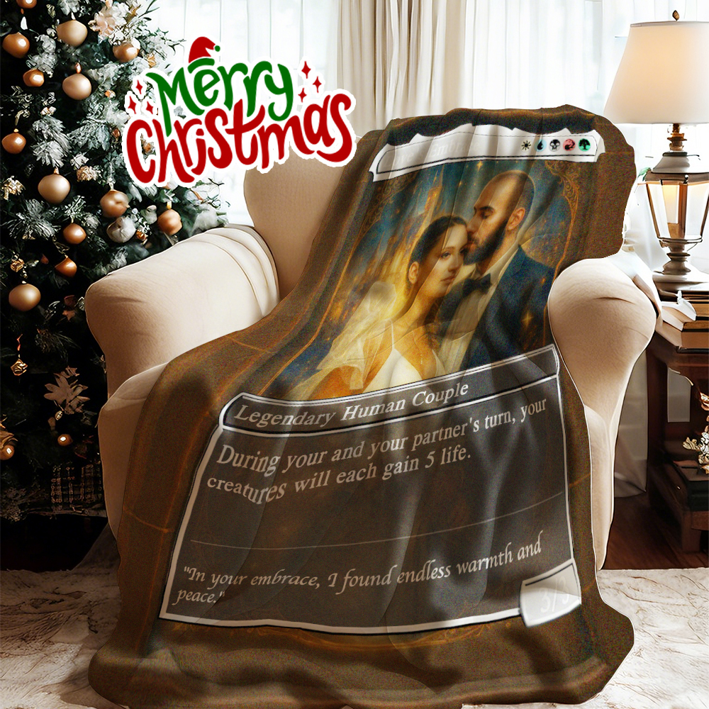 Custom Anime Couples Magic Card Blanket Personalized Photo Magic Anime Card Blanket Gift for Couples