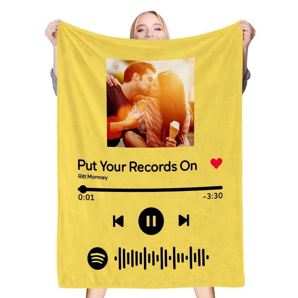 Scannable Spotify Music Code Blanket Personalized Photo blanket Blanket - myspotifyplaque