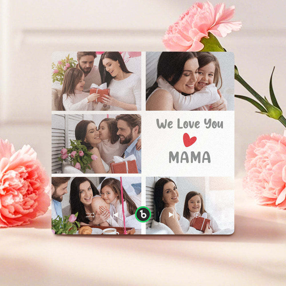 Personalised Music Fridge Magnets That Plays Music with 5 Photos Mother's Day Gifts for Mum We Love You MAMA - Fridgebeats