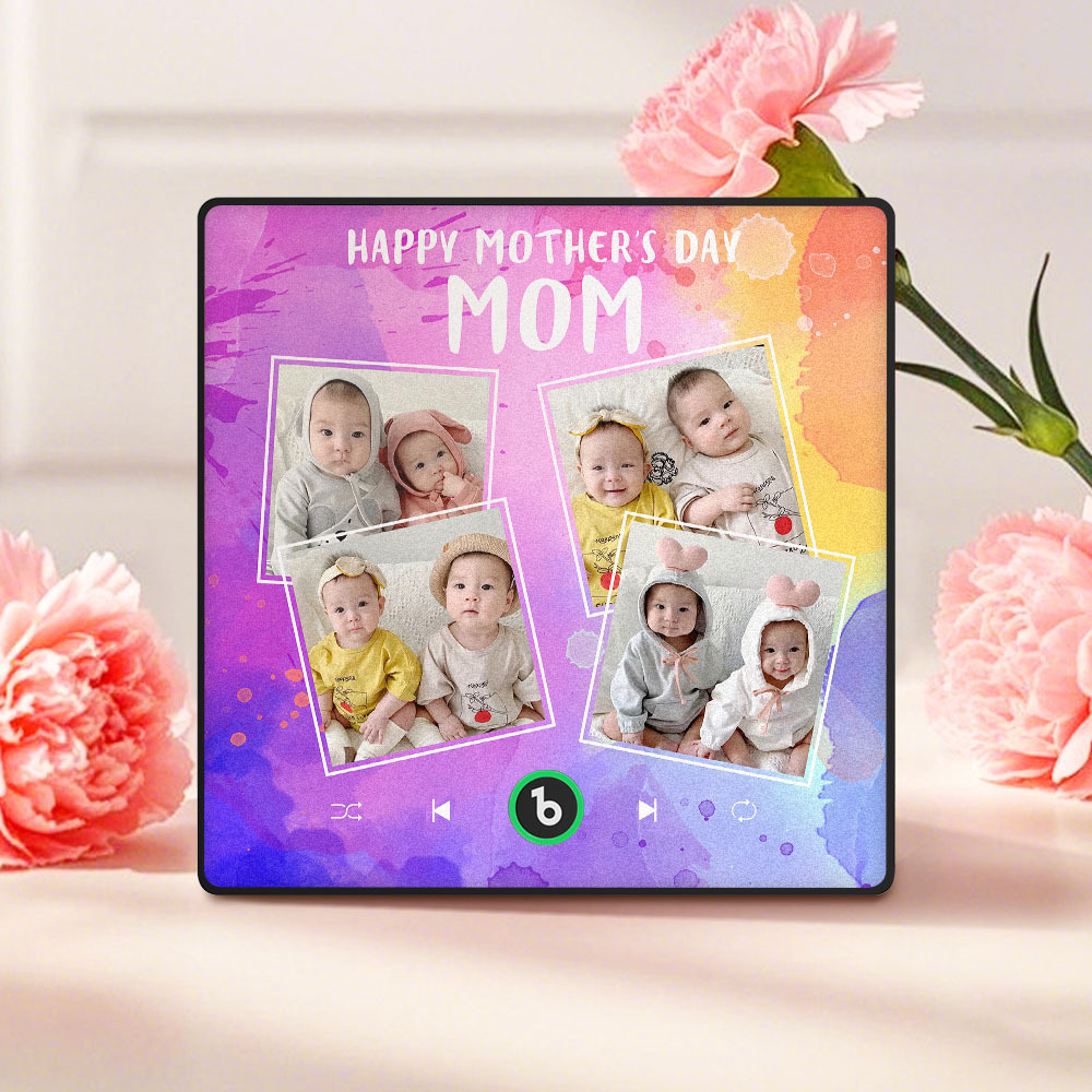 Custom Music Fridge Magnets That Plays Music with 4 Photos Mother's Day Gifts for Mum