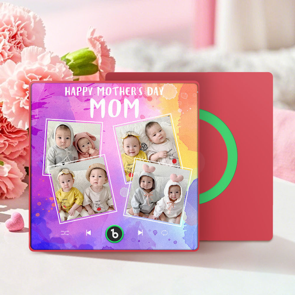 Custom Music Fridge Magnets That Plays Music with 4 Photos Mother's Day Gifts for Mum