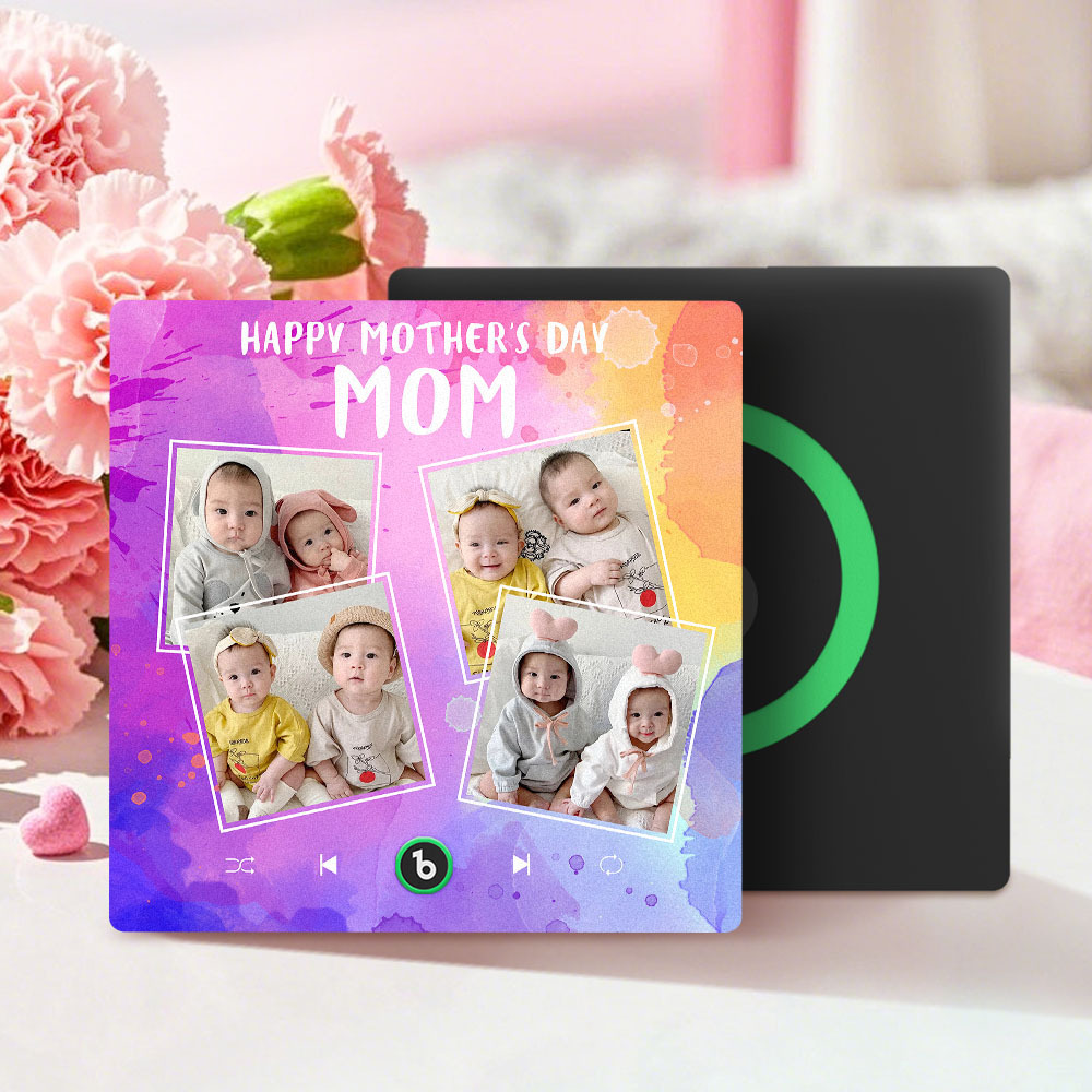 Custom Music Fridge Magnets That Plays Music with 4 Photos Mother's Day Gifts for Mum