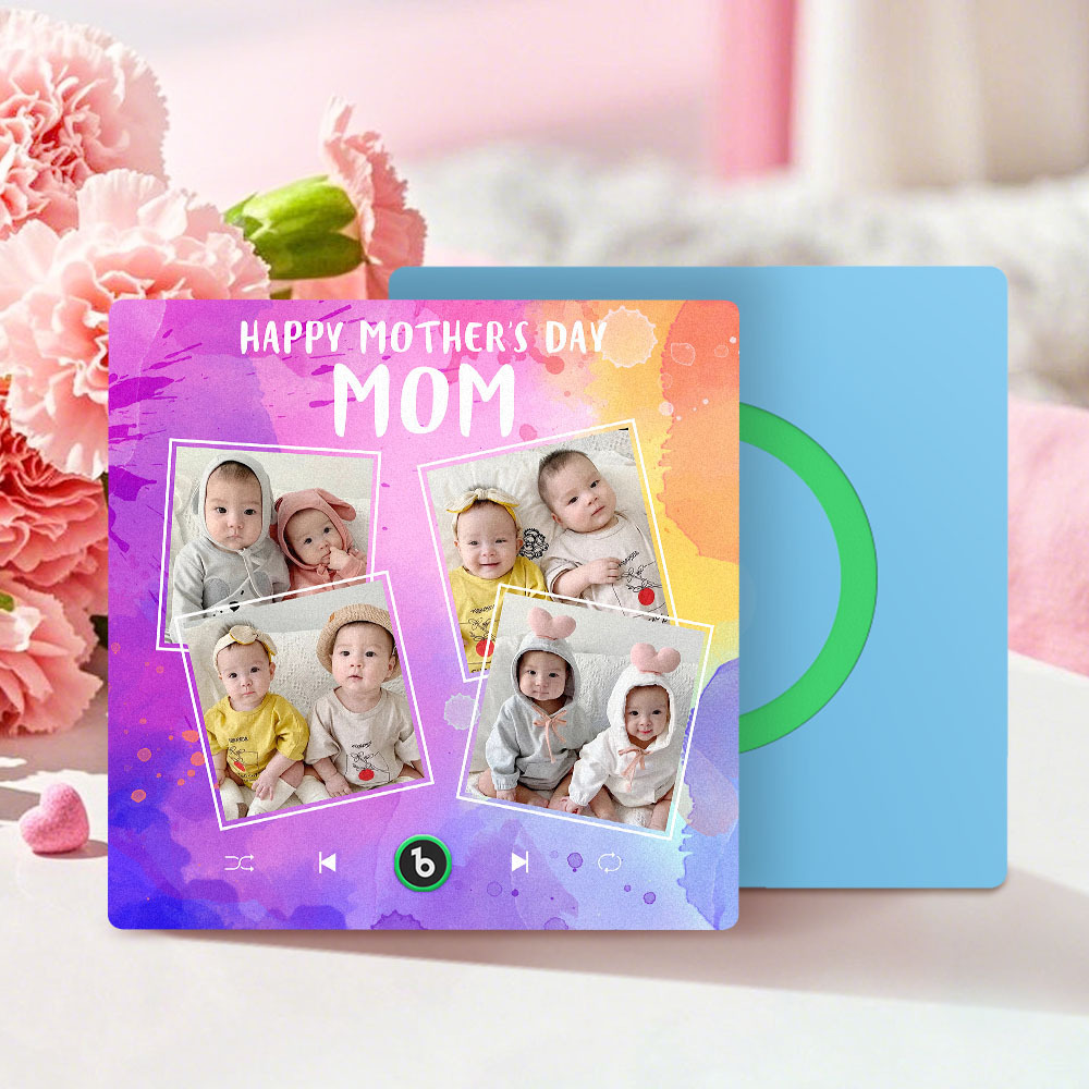 Custom Music Fridge Magnets That Plays Music with 4 Photos Mother's Day Gifts for Mum