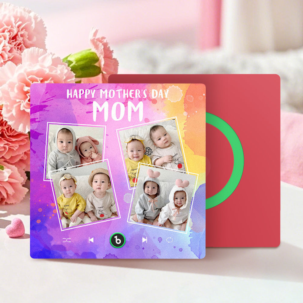 Custom Music Fridge Magnets That Plays Music with 4 Photos Mother's Day Gifts for Mum