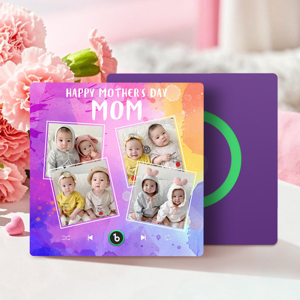 Custom Music Fridge Magnets That Plays Music with 4 Photos Mother's Day Gifts for Mum