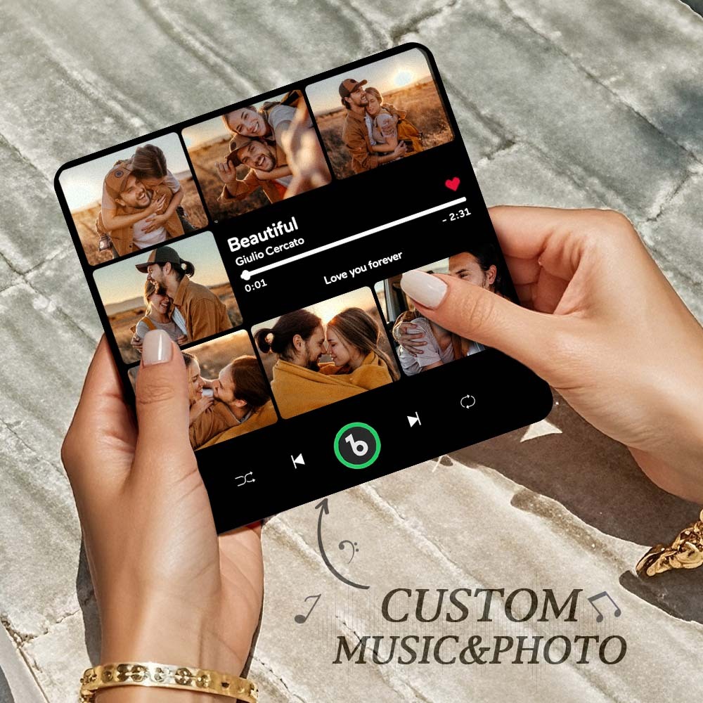 Custom Music & Multi Photo Fridge Magnet Personalized Photo Song Magnet That Can Play Music Wedding Gift for Couple - Bestchristmasgifts