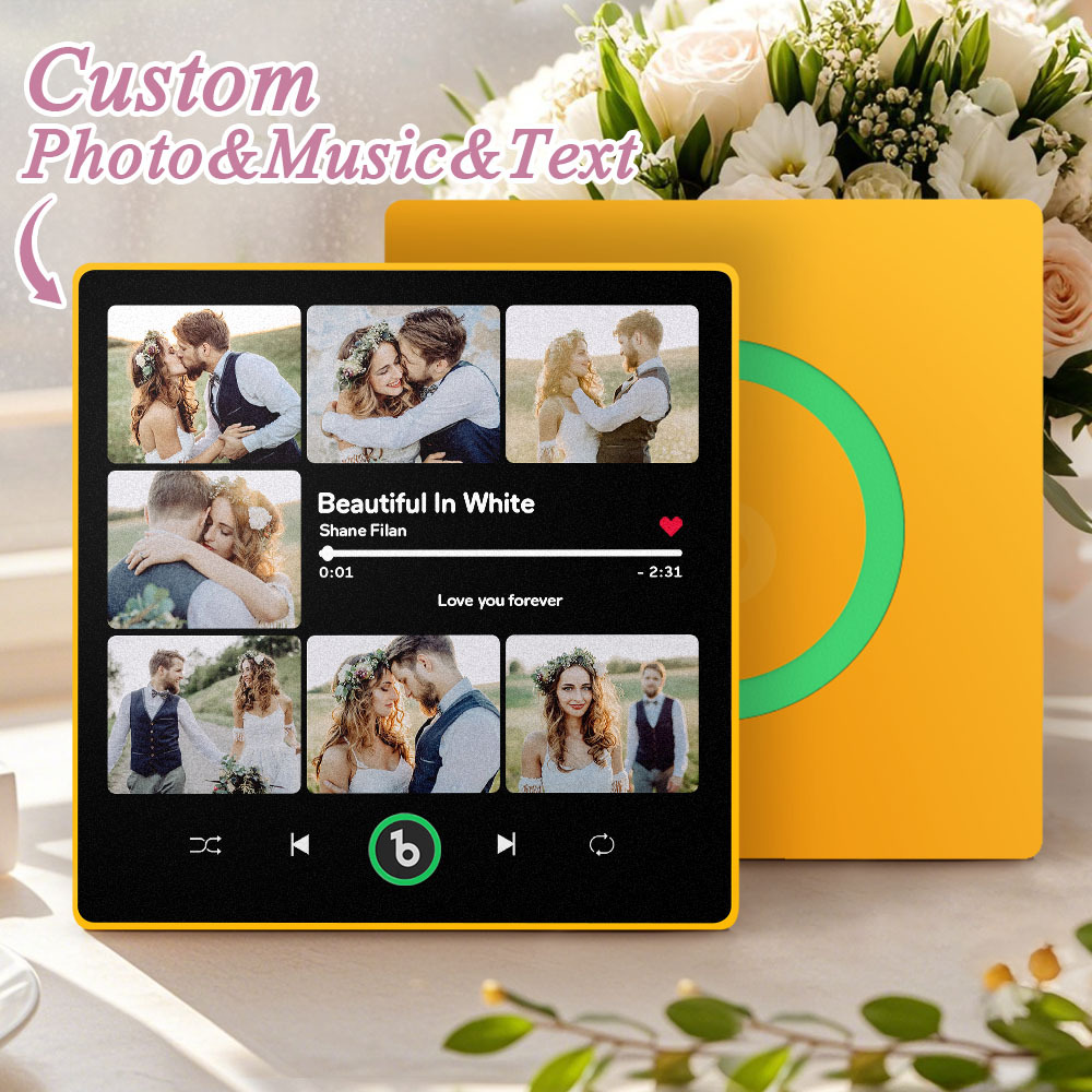 Custom Music & Multi Photo Fridge Magnet Personalized Photo Song Magnet That Can Play Music Wedding Gift for Couple - Bestchristmasgifts
