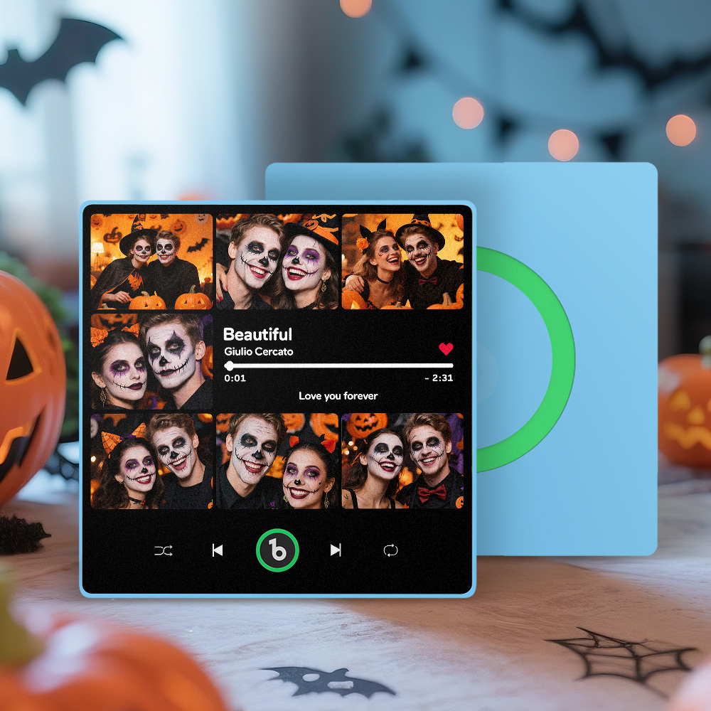 Custom Music & Multi Photo Fridge Magnet Personalized Photo Song Magnet That Can Play Music Halloween Gift for Couple - Bestchristmasgifts